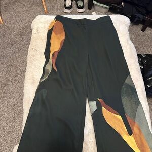 Chico's Green and Gold Wide Leg Pants